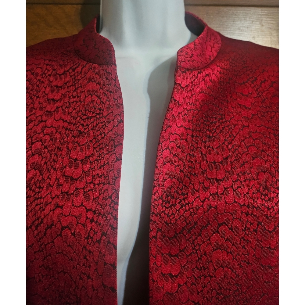 Kasper Tailored Red/ Black Patterned Mandarin Col… - image 3